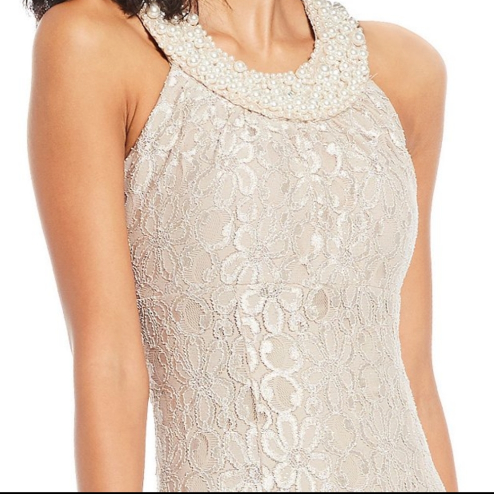 Pearl Neck Navy Bridal Dress - Picture 3 of 3